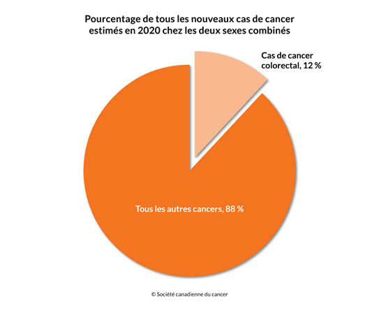 Schéma du pourcentage de tous les nouveaux cas de cancer estimés en 2020 chez les deux sexes combinés