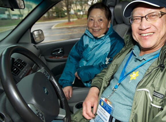 A volunteer driver and his passenger