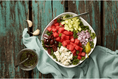 Salade grecque au melon d’eau