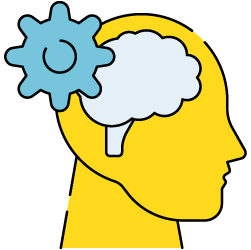 Icône d'un cerveau et d'un engrenage