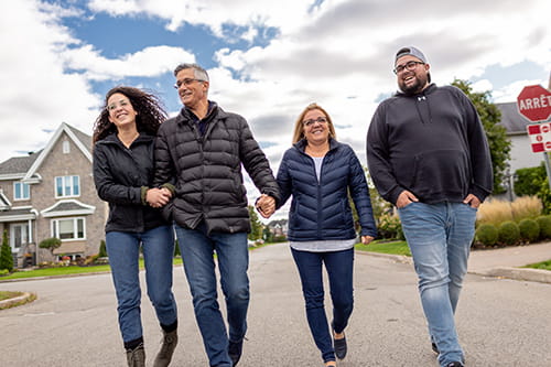 Mario walking with his family