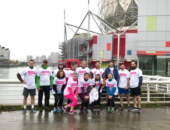 Meaghan’s CIBC Run for the Cure team called "thx for the mammaries.”