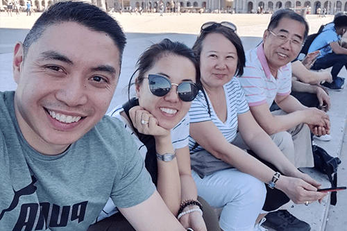 Tracey sitting with her family