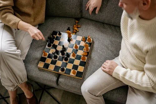 Two people playing chess