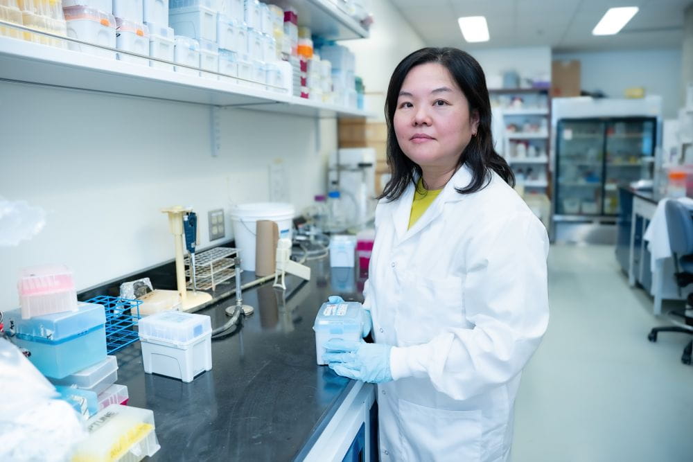 Dr Lee-Hwa Tai  working in a lab.