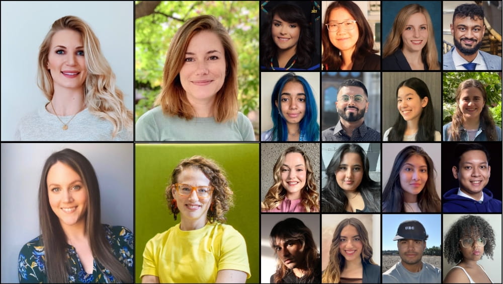 A collage of headshots of Dr Laura Struik, her research team and 16 youth collaborators.
