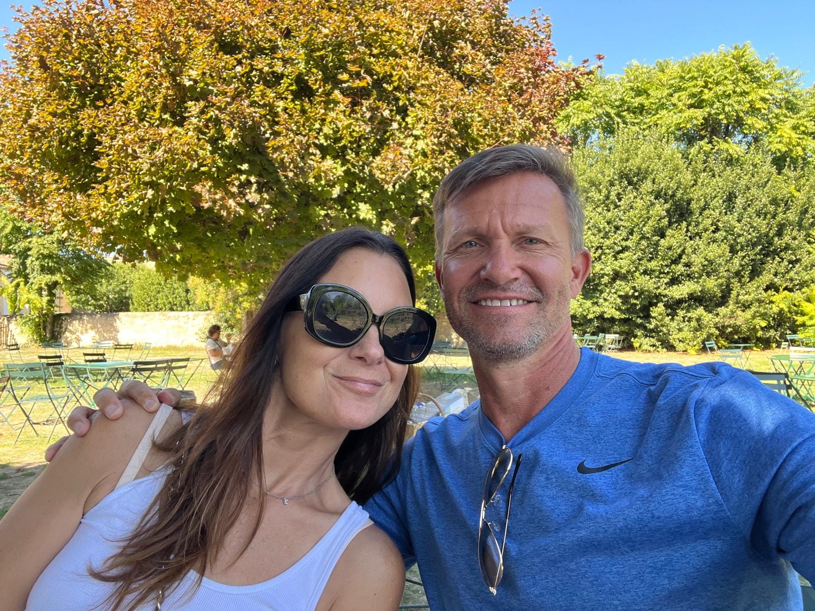 Jesse Marsch and his wife sitting and taking a selfie