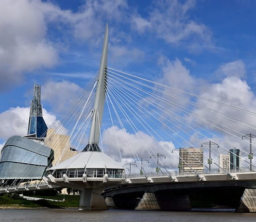 Bridge and skyline in Winnipeg, Manitoba