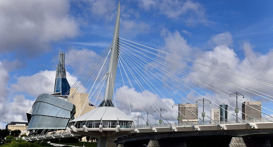 Bridge and skyline in Winnipeg, Manitoba