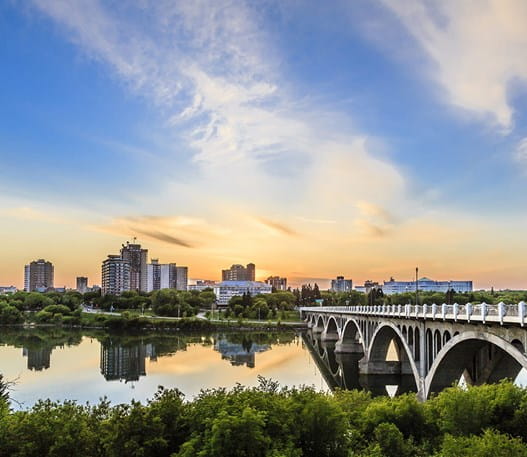 Sunset over the city of Saskatoon