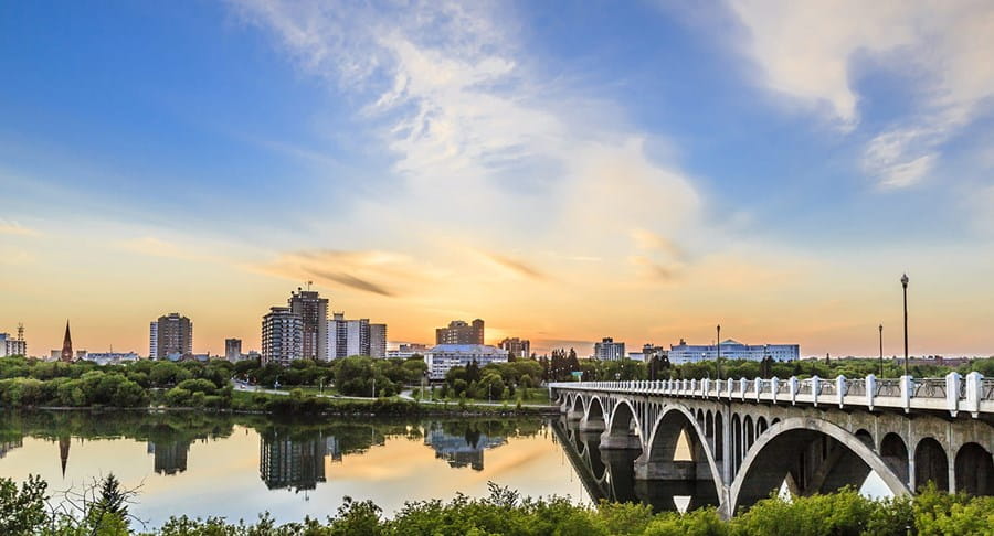 Sunset over the city of Saskatoon