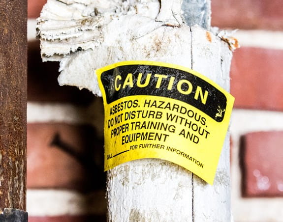 Caution sign for asbestos