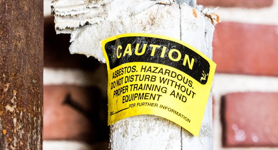 Caution sign for asbestos