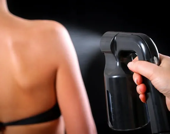 Person getting a spray tan