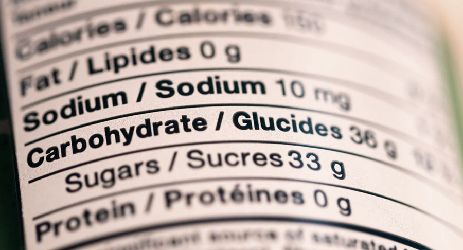 A nutrition label