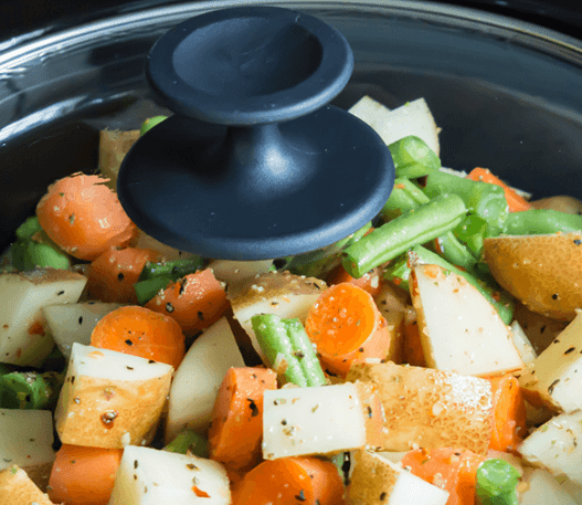 A meal cooking in a crockpot