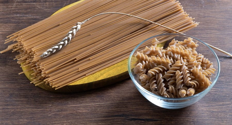 Uncooked whole grain pasta