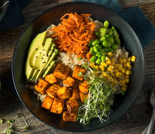 A vegetarian meal in a bowl