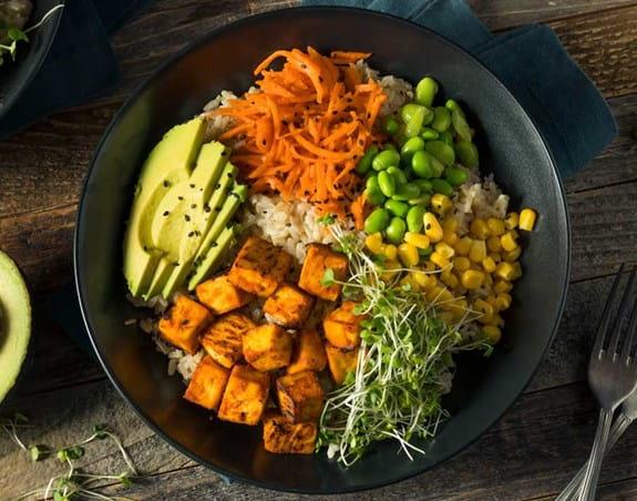 A vegetarian meal in a bowl