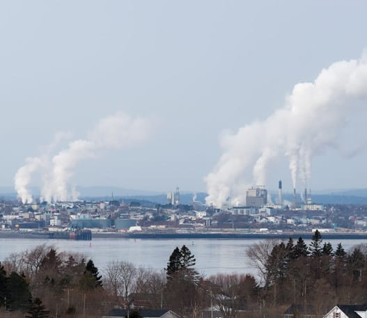 Air pollution coming from an industrial area