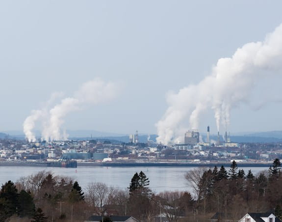 Air pollution coming from an industrial area