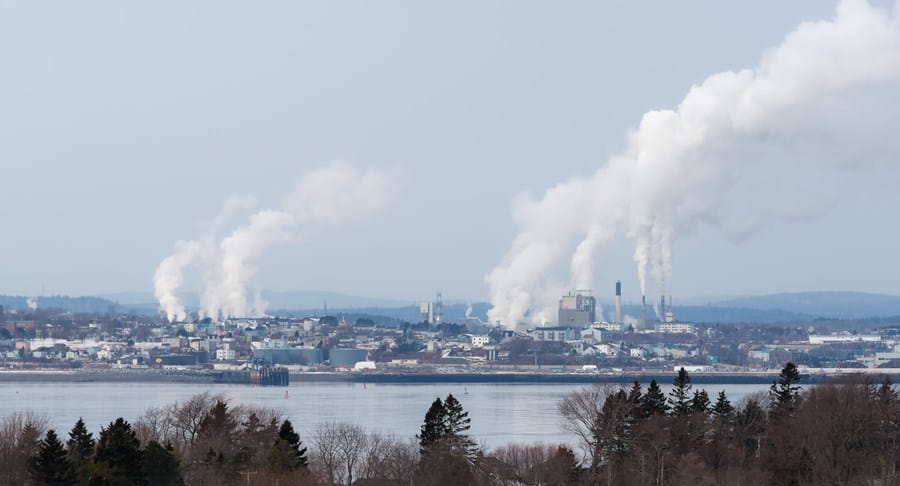 Air pollution coming from an industrial area