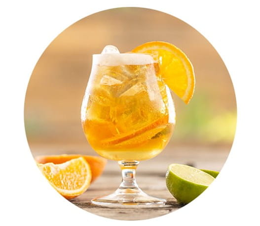 Glass of shandy (beer with lemon-lime soda or ginger ale)