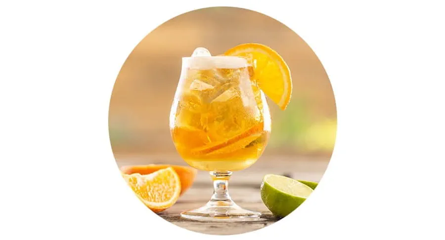 Glass of shandy (beer with lemon-lime soda or ginger ale)