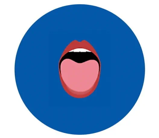 An open mouth with the tongue showing