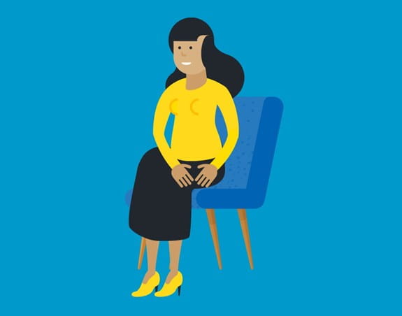 An illustration of a person sitting on a chair