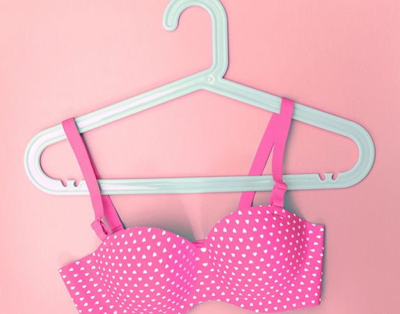 Bra hanging on a hanger