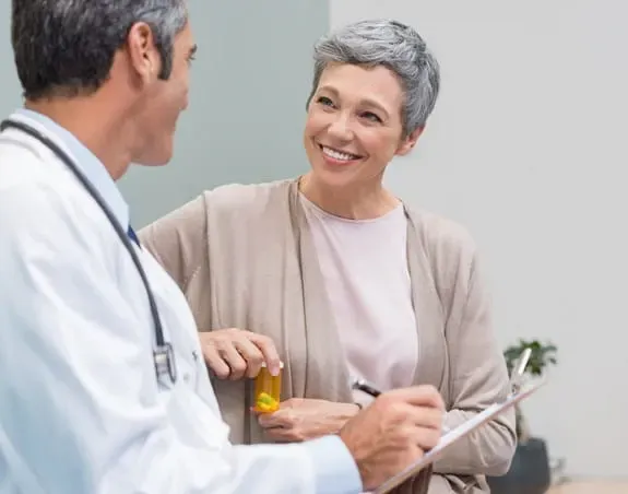 A patient talking to a doctor