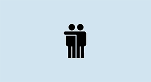Icon of a person with their arm around the shoulder of another person.