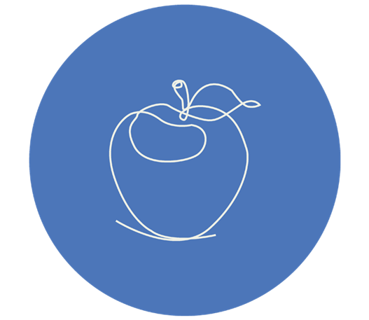 Icon of a fruit to encourage the consumption of fruits, vegetables and fiber
