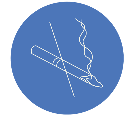 Icon of a crossed out cigarette to encourage quitting cigarettes