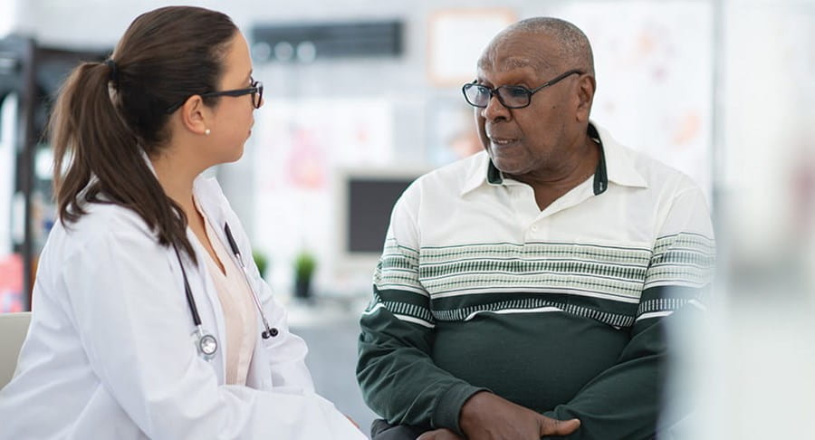 Patient consulting with his doctor about the PSA test