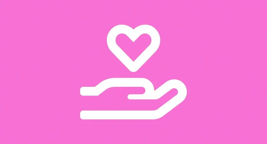 An icon of a hand holding a heart.