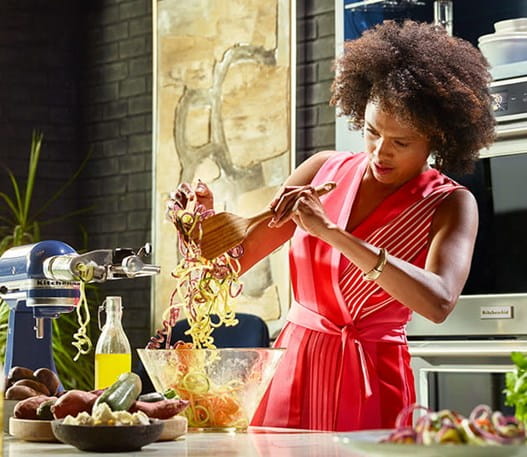 Woman cooking in kitchen