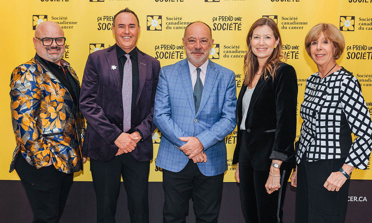 Jean-Sébastien Boudreault, Éric Trudel, Christian Dubé, Andrea Seale and Michèle Drouin at the 2025 Daffodil Dinner.