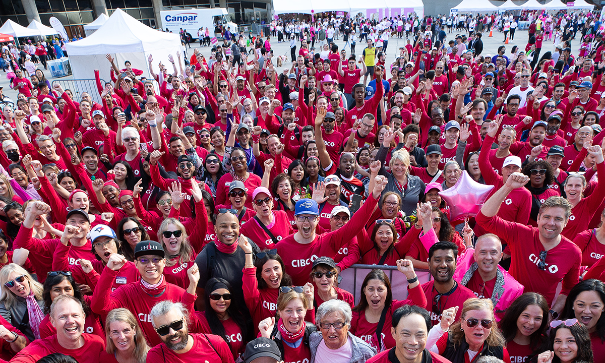 A group of people wearing CIBC t-shirts