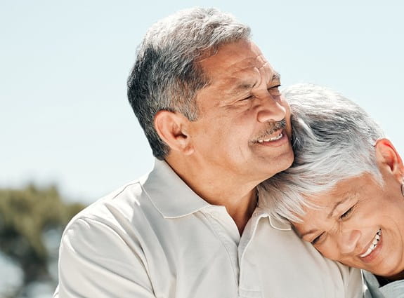 Couple embracing in nature