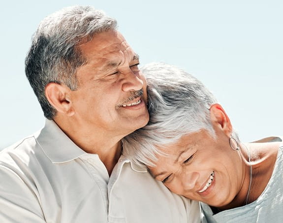 Couple embracing in nature