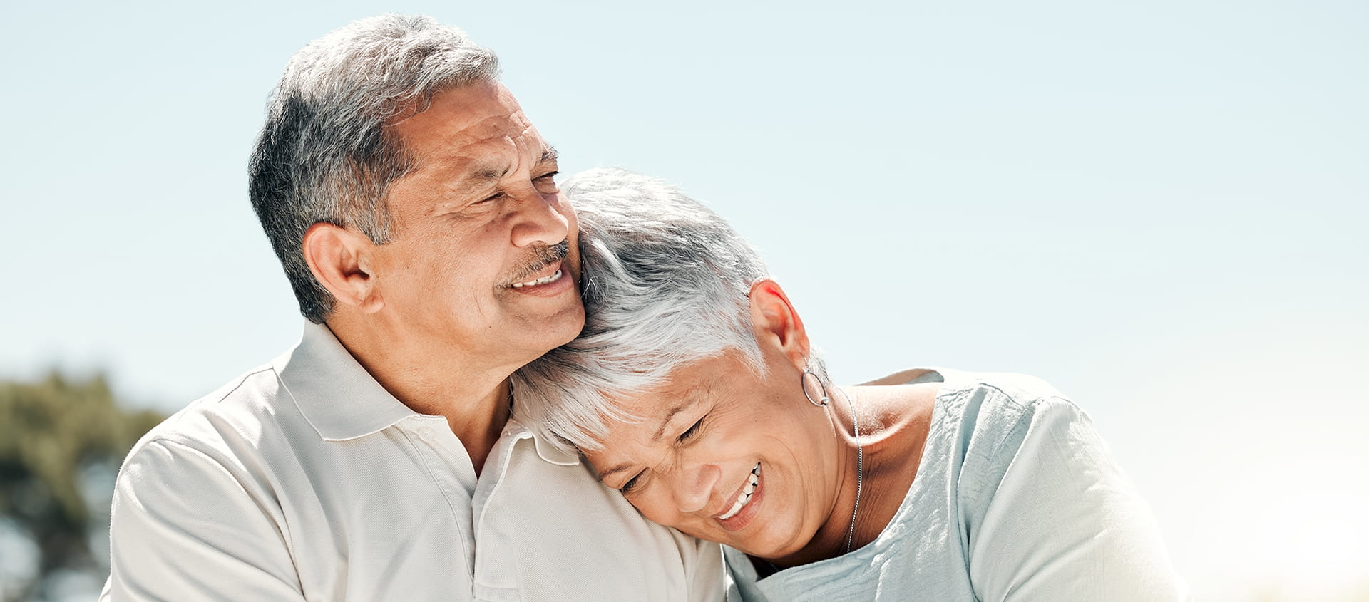 Couple embracing in nature