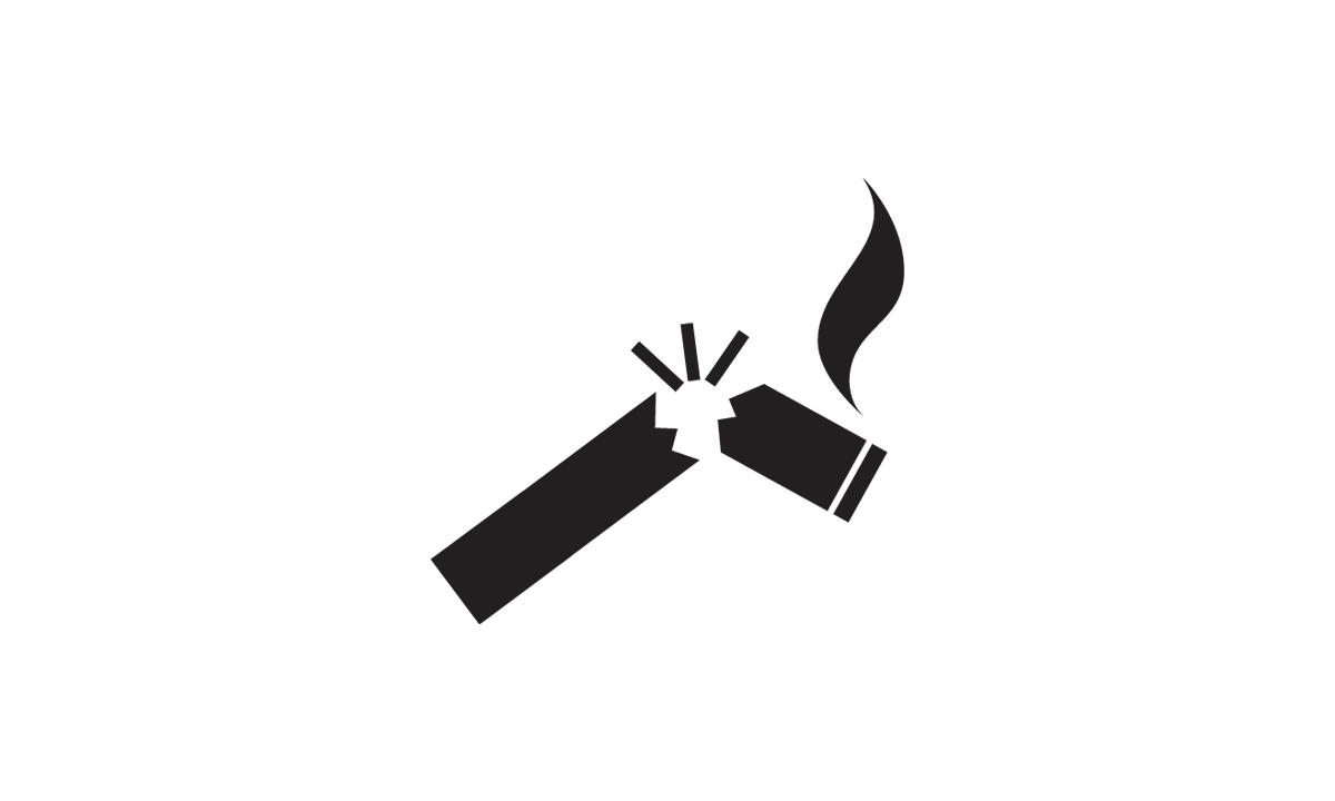 An icon of a cigarette broken in half