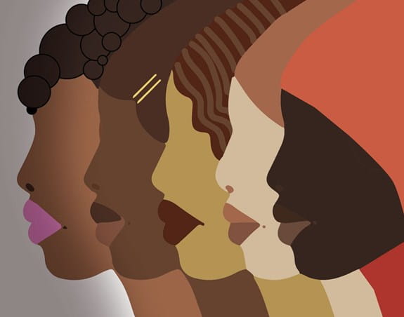 Graphic of 5 Black women in profile.