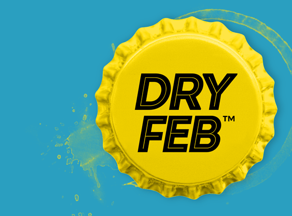 Dessin d'une capsule de bouteille avec les mots Dry Feb