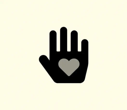 Icon of a hand with a heart in the center.