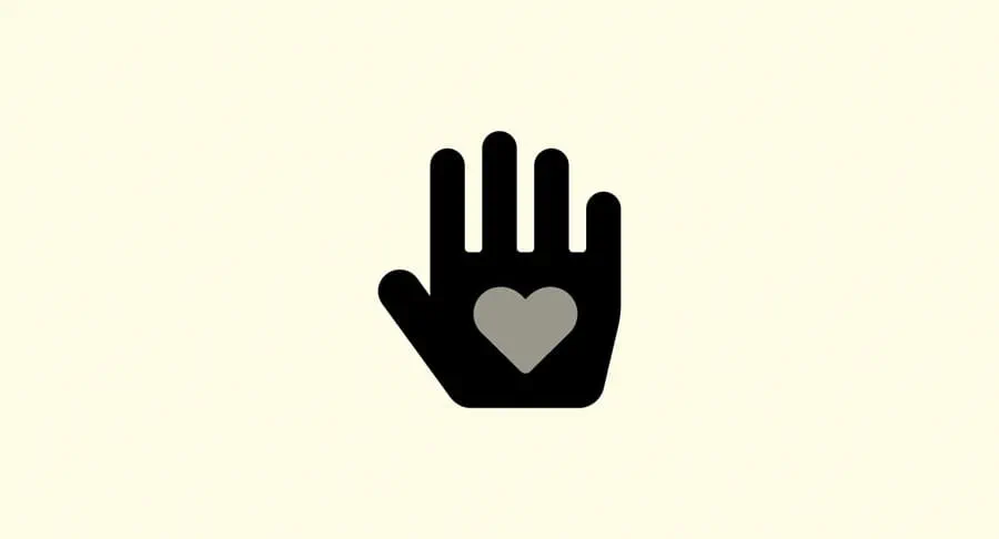 Icon of a hand with a heart in the center.