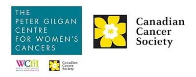 Logo du Peter Gilgan Centre for Women’s Cancers, logo du Women’s College Hospital, logo de la Société canadienne du cancer