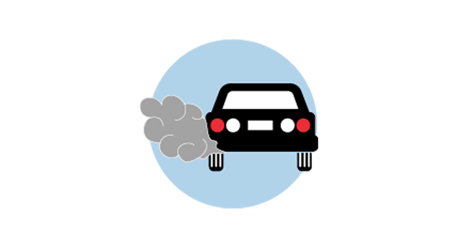 An icon of a black car with car exhaust.